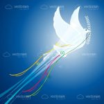 Glowing White Dove with Olive Branch and Colourful Swirls